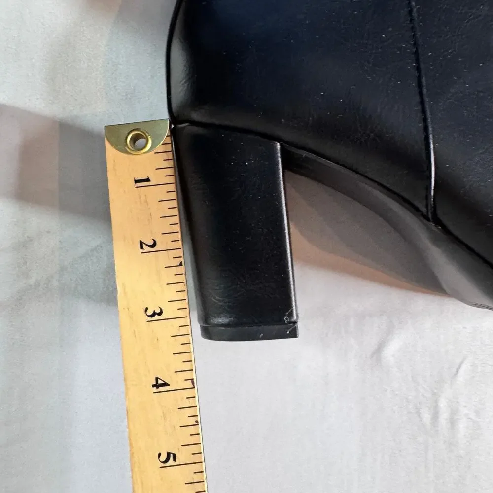 JustFab Olivia-E Black Ankle Booties Sz 9 Pointed Toe Block Heel Zip NIB - Picture 4 of 10